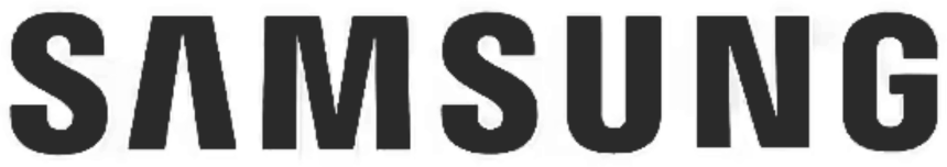 The image displays the Samsung logo in bold, black capital letters on a white background.